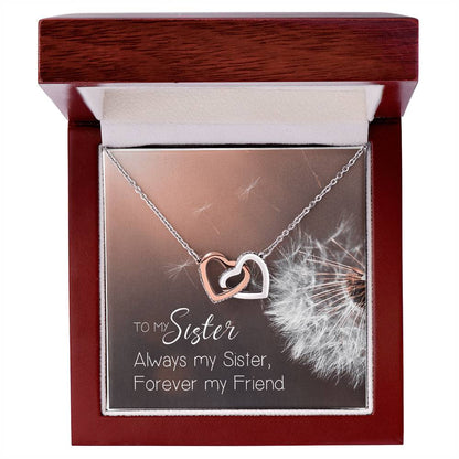 To My Sister Interlocking Hearts Necklace Birthday Message Card