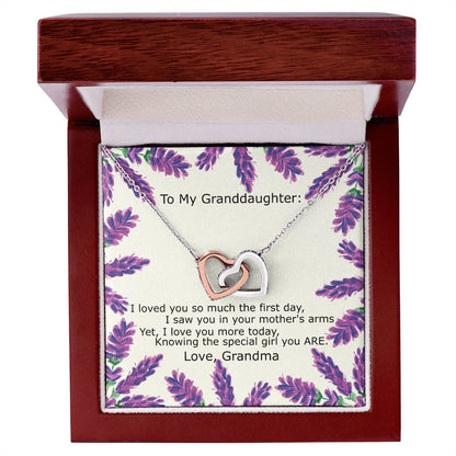 To My Granddaughter - Special Girl You Are Necklace Interlocking Hearts Necklace