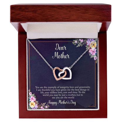 Mother'S Day Gift- Dear Mother Necklace Interlocking Hearts Necklace