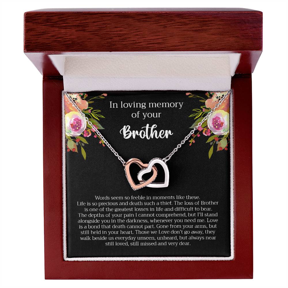 Loving Memory Brother Interlocking Hearts Necklace
