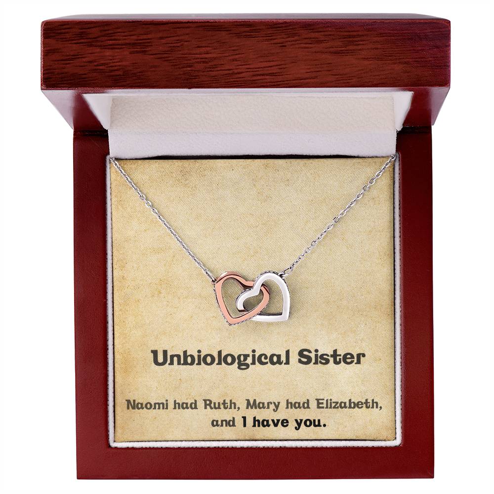 Unbiological Sister Necklace - Gift For Best Friend Interlocking Hearts Necklace