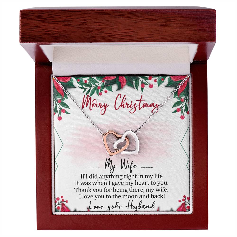 Merry Christmas My Wife Interlocking Hearts Necklace Message Card