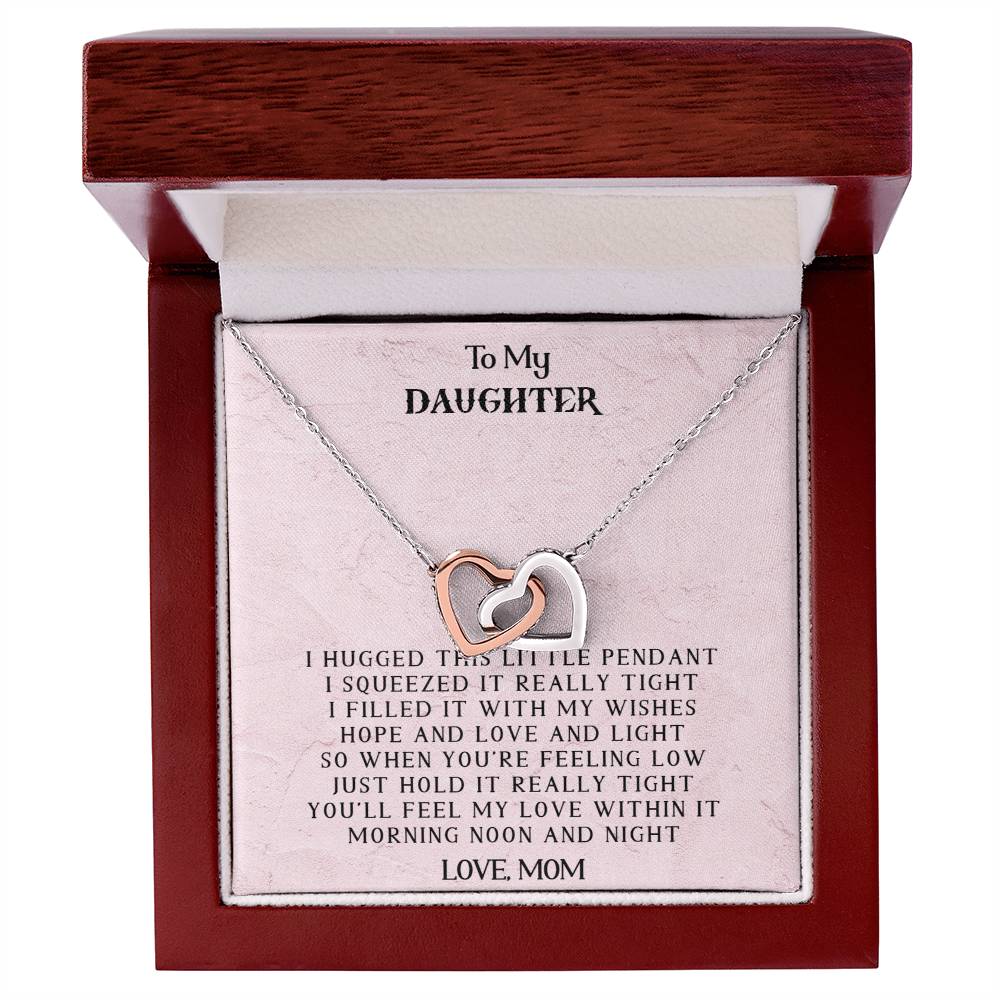 To My Daughter - Love Mom - Interlocking Heart Necklace Interlocking Hearts Necklace