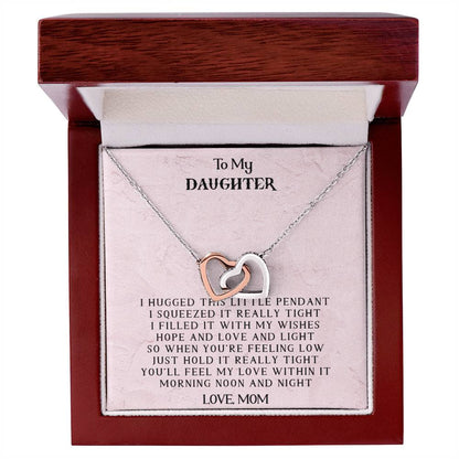 To My Daughter - Love Mom - Interlocking Heart Necklace Interlocking Hearts Necklace
