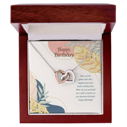 Happy Birthday! You Deserve The Best! - Interlocking Hearts Necklace