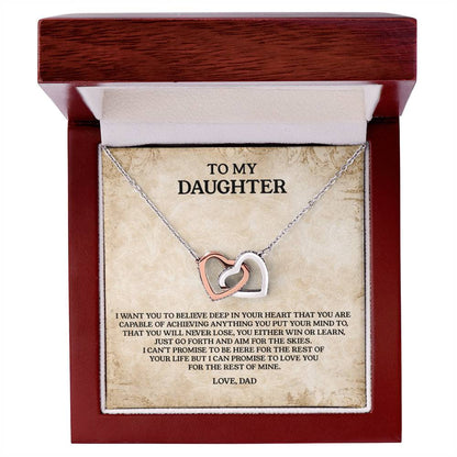 To My Daughter - Love Dad Interlocking Hearts Necklace