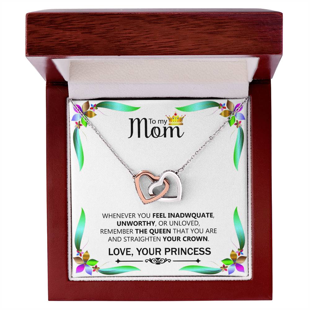 To My Mom Double Hearts Beautyfull Necklace Gift For Mom Mom Gift From Daughter. Interlocking Hearts Necklace