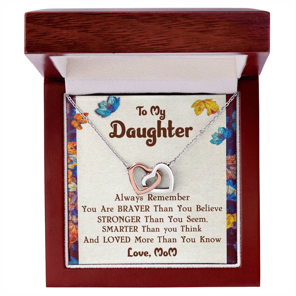 Interlocking Hearts Necklace For Daughter With Message Card