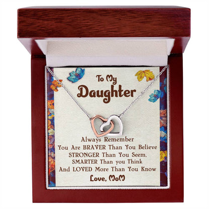 Interlocking Hearts Necklace For Daughter With Message Card