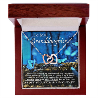 To My Granddaughter - Love You With All My Heart - Necklace Interlocking Hearts Necklace