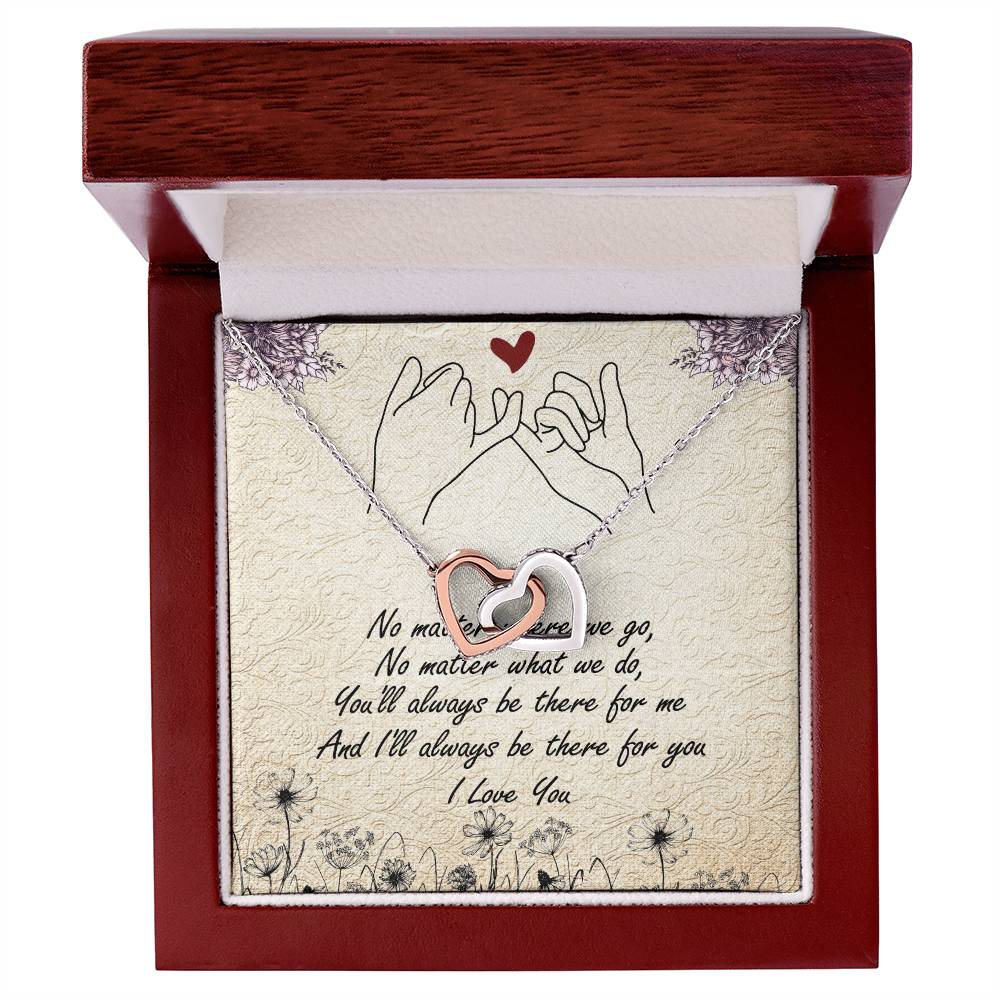 No Matter Interlocking Hearts Necklace Message Card
