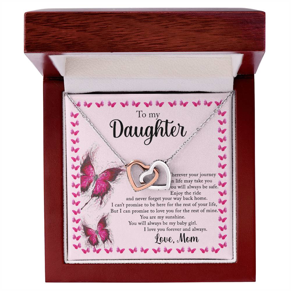 To My Daughter - I Love You Forever And Always - Love Mom Interlocking Hearts Necklace