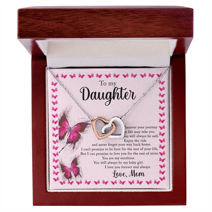 To My Daughter - I Love You Forever And Always - Love Mom Interlocking Hearts Necklace