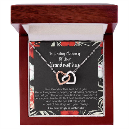 Loss Of Grandmother She Lives On In You Connected Hearts Forever Necklace Interlocking Hearts Necklace