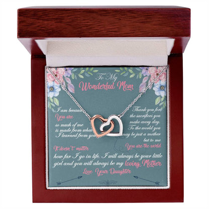 To My Wonderful Mom Necklace Interlocking Hearts Necklace