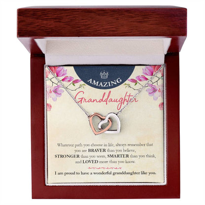 Beautiful Necklace Gift For Amazing Granddaughter Interlocking Hearts Necklace