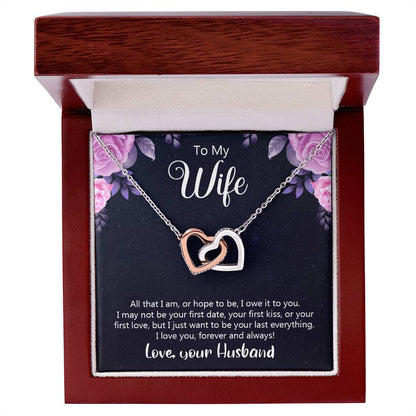To My Wife - I Love You Forever Interlocking Hearts Necklace
