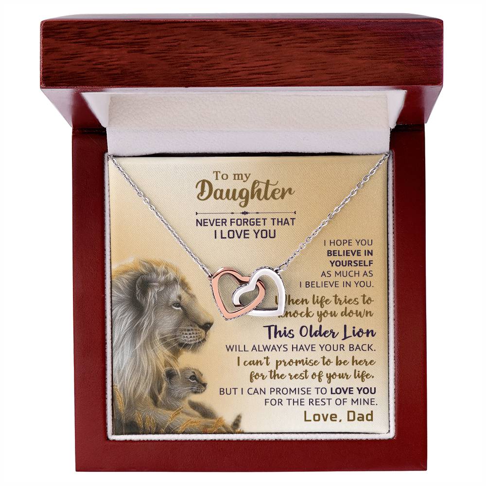 Interlocking Hearts Necklace - Lions & Never Forget Collection - Gift For Daughter From Dad