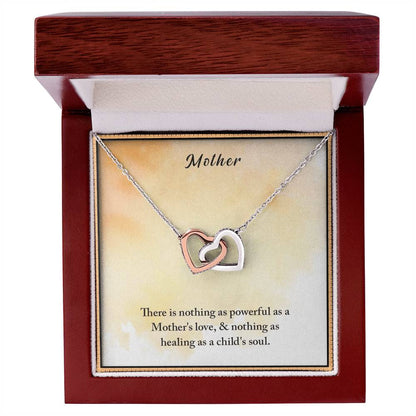 Mother There Is Nothing As Powerful As A Mother'S Love & Nothing As Healing As A Child'S Soul Interlocking Hearts Necklace