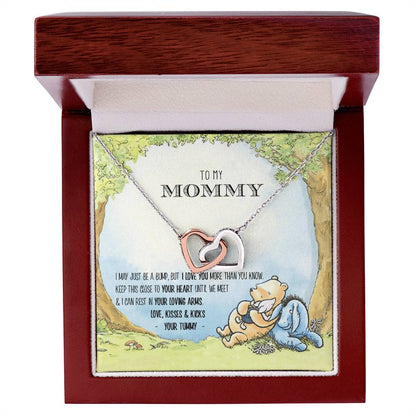 New Mommy Necklace New Mom Gift Mom To Be Winnie The Pooh Baby Shower Gift First Time Mom Pregnancy Gift New Mommy Gift Idea Interlocking Hearts Necklace