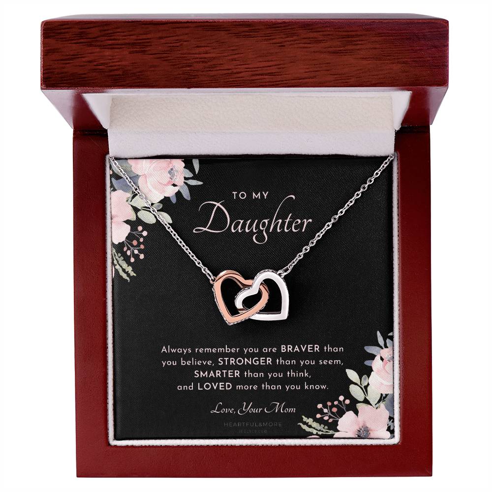To My Daughter Always Remember Gift For Daughter From Mom Daughter Birthday Graduation Christmas Present Interlocking Hearts Necklace