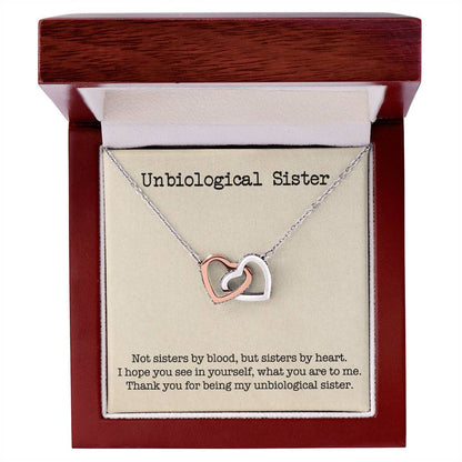 Unbiological Sister Interlocking Hearts Necklace