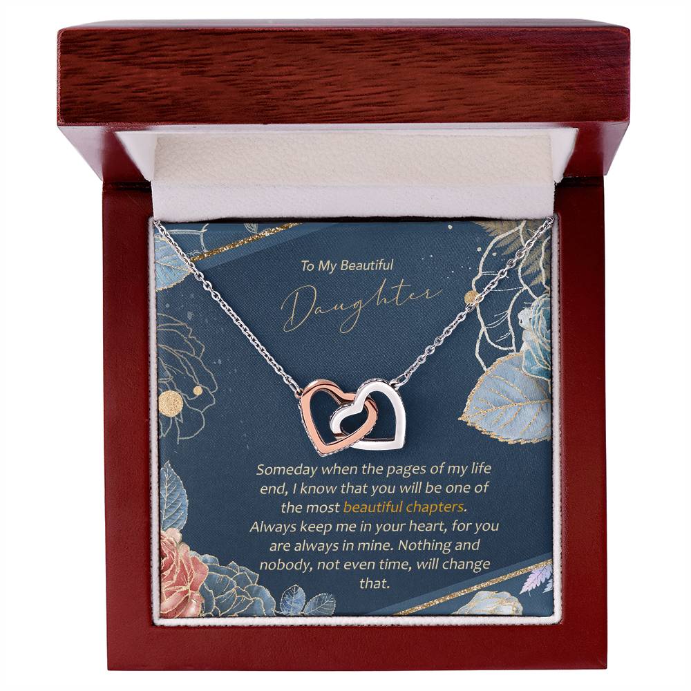 To Daughter - Most Beautiful Chapters In My Life Interlocking Hearts Interlocking Hearts Necklace