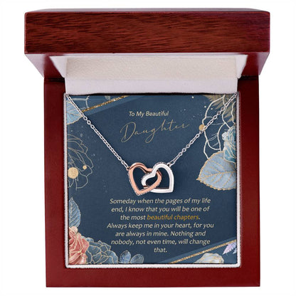 To Daughter - Most Beautiful Chapters In My Life Interlocking Hearts Interlocking Hearts Necklace