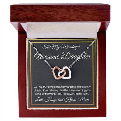 Awesome Daughter Linked Hearts Necklace Gift From Mom Interlocking Hearts Necklace