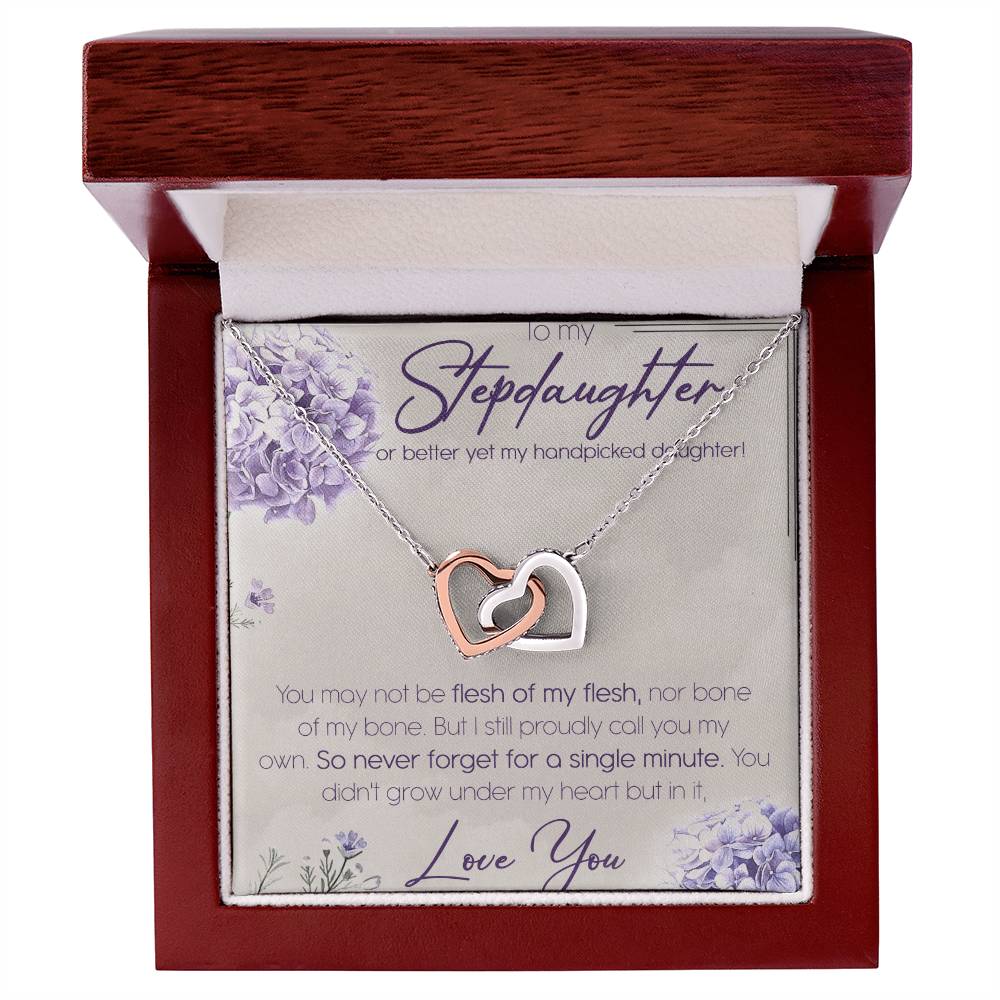 To My Stepdaughter Interlocking Hearts Necklace Message Card