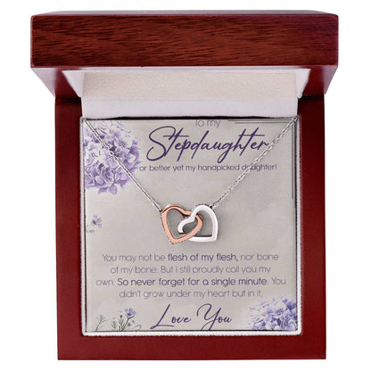 To My Stepdaughter Interlocking Hearts Necklace Message Card