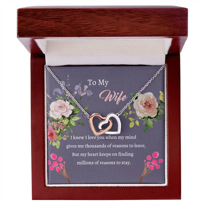 To My Wife - Mind Heart Stay - Necklace Interlocking Hearts Necklace
