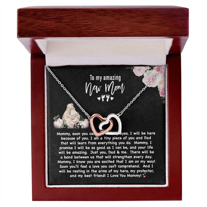 New Mom Double Heart Forever Love Necklace Interlocking Hearts Necklace
