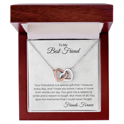 Friendship Is A Special Gift Necklace Interlocking Hearts Necklace