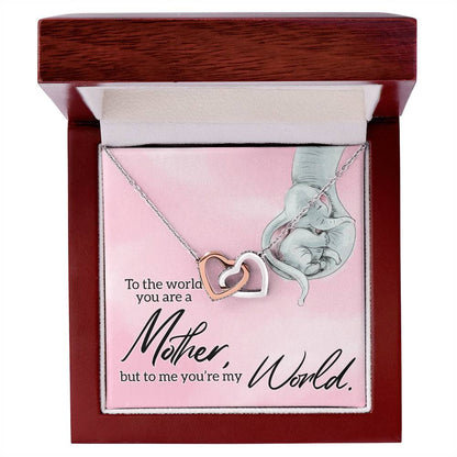 To My Mom World Love You Always Interlocking Hearts Necklace