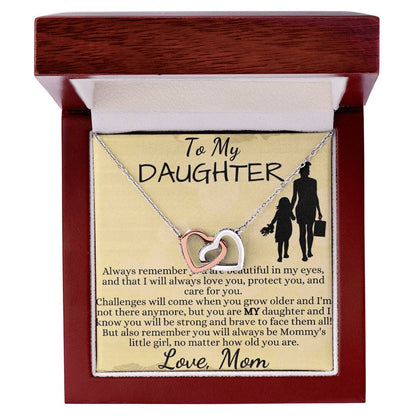 To My Beautiful Daughter - Interlocking Hearts Necklace