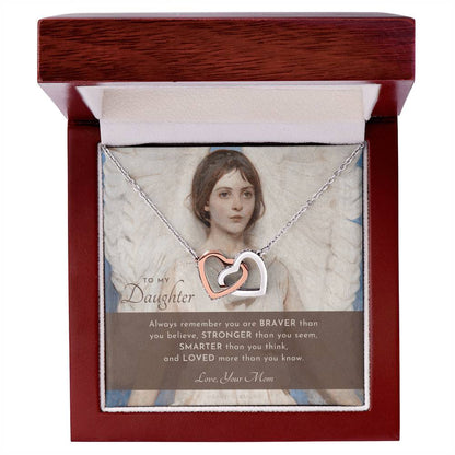 To My Daughter Always Remember Gift For Daughter From Mom Daughter Birthday Graduation Christmas Present Interlocking Hearts Necklace