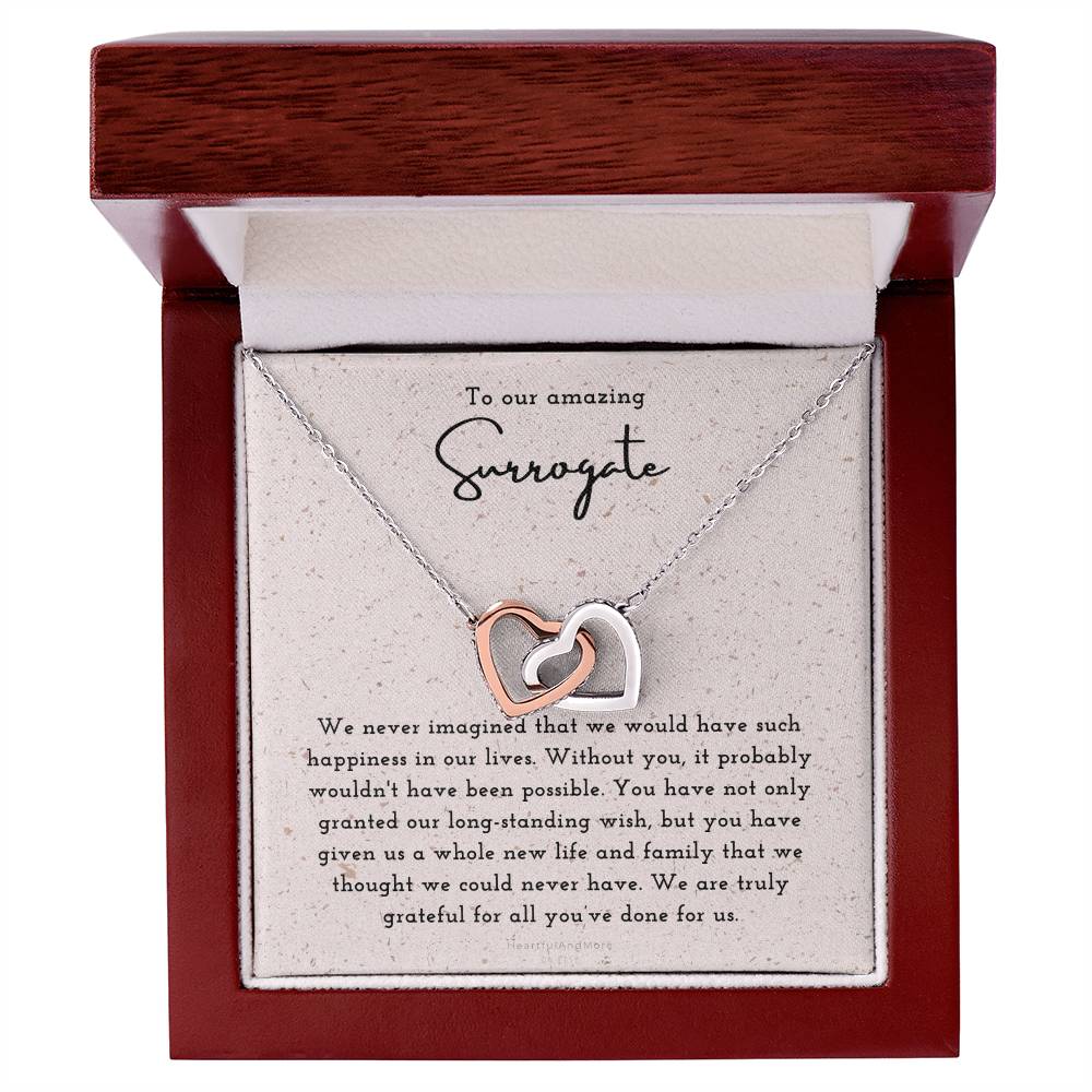 Surrogate Appreciation Gift Surrogate Gift Surrogate Gift With Message Card Surrogate Transfer Day Thank You Gift Interlocking Hearts Necklace