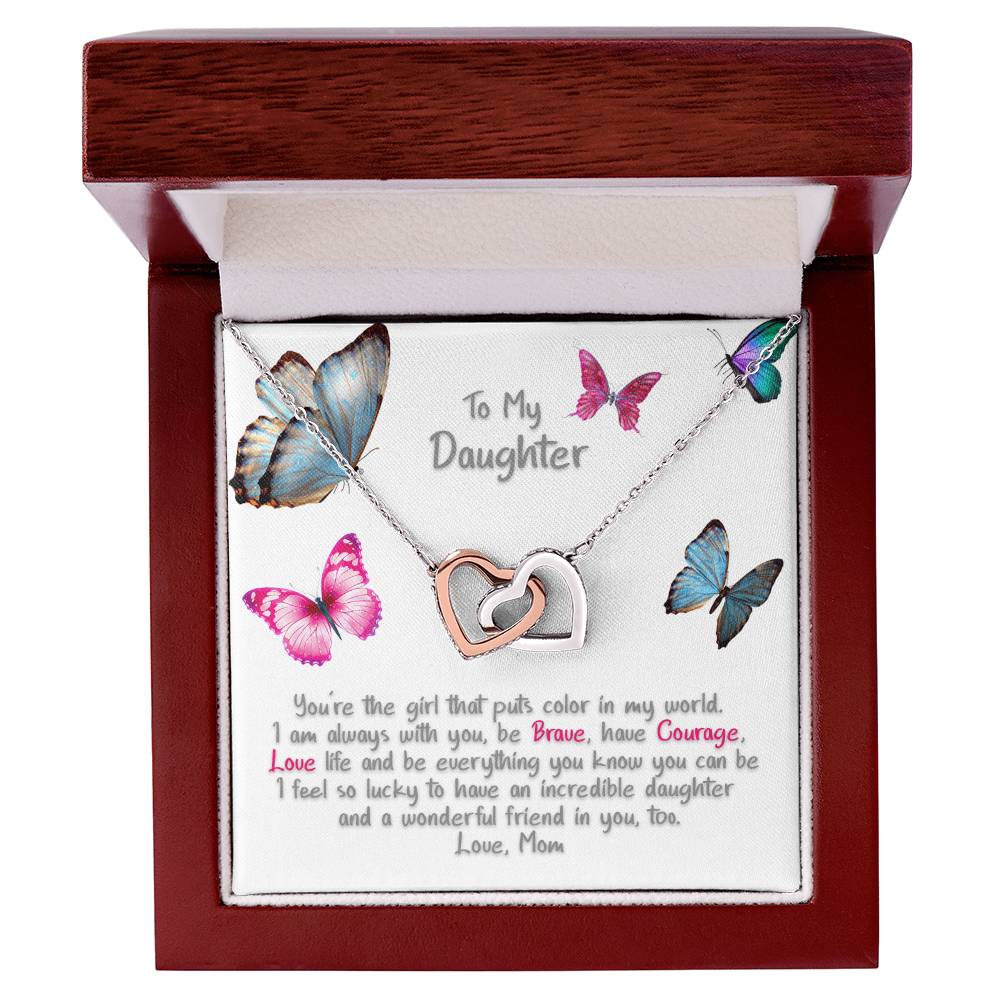 Daughter Butterfly - Hearts Necklace Interlocking Hearts Necklace