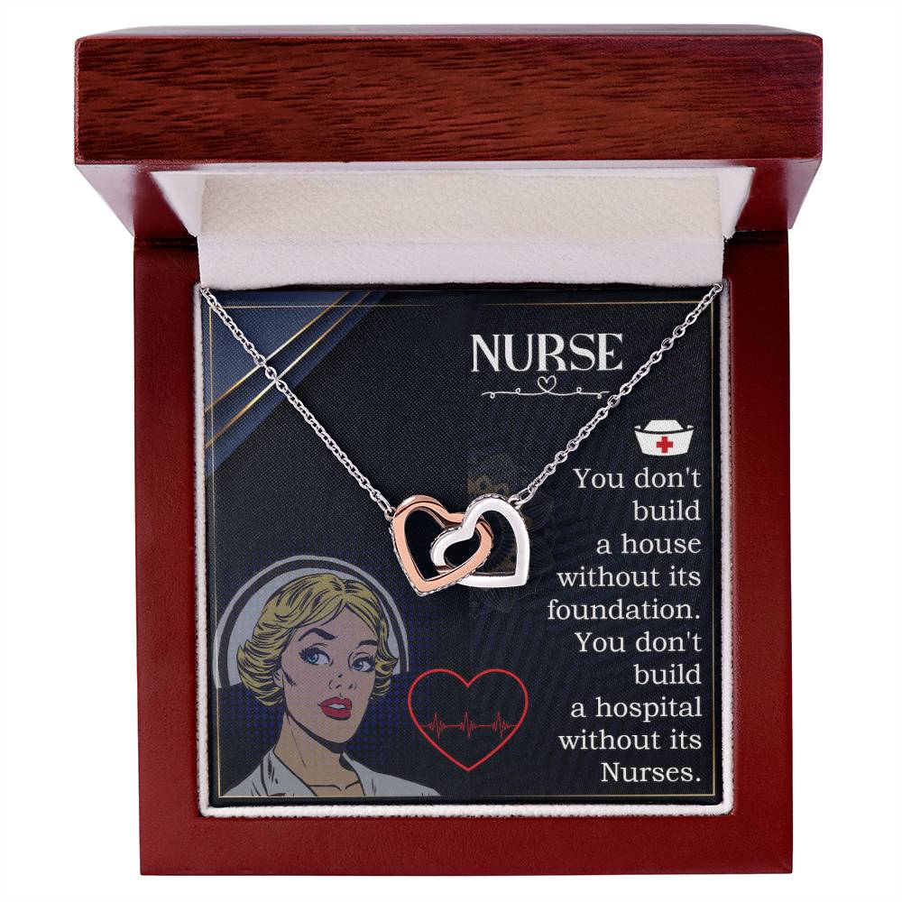 Never Ending Love For Nurse -Wife -Girlfriend Interlocking Hearts Necklace