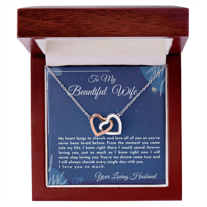Gift For Wife My Heart Longs To Cherish And Love Interlocking Hearts Necklace