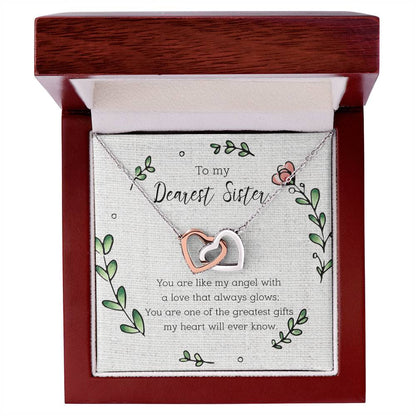 To My Dearest Sister - Heart - Necklace Interlocking Hearts Necklace