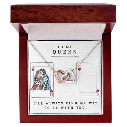 To My Queen I'Ll Always Find My Way To Be With You Best Gift For Soulmate Unique Necklace Gifts For Future Wife Interlocking Hearts Necklace