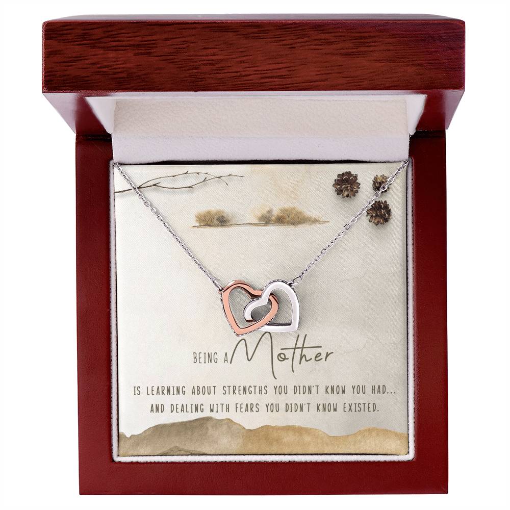 Being A Mother Interlocking Hearts Necklace Message Card