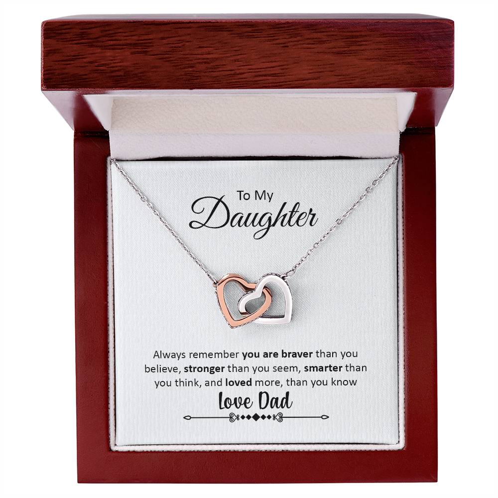 Always Remember - You Are Braver - Love Dad Interlocking Hearts Necklace