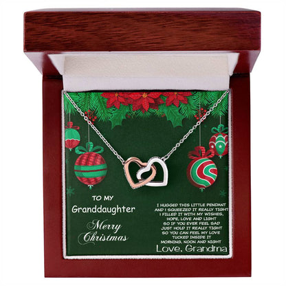 Granddaughter Heart Pendant Necklace Christmas Gift Interlocking Hearts Necklace