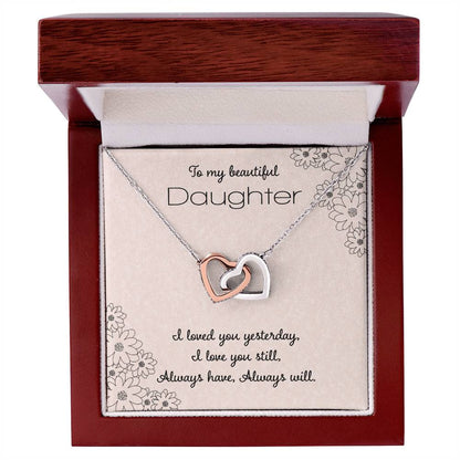 To My Beautiful Daughter Interlocking Hearts Necklace