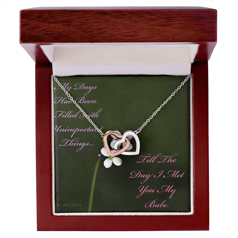 The Day I Met You My Babe Interlocking Hearts Necklace