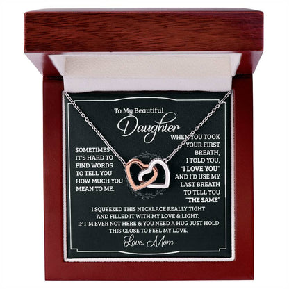 To My Beautiful Daughter - Interlocking Heart Necklace Interlocking Hearts Necklace