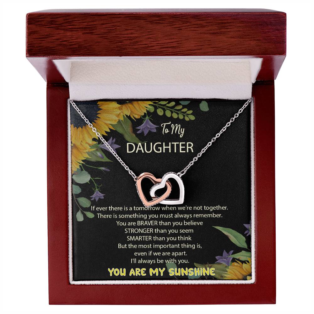 To My Daughter You Are My Sunshine Interlocked Hearts Necklace Interlocking Hearts Necklace
